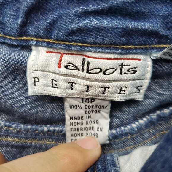 Talbots Jeans Womens 14 Petite Blue Vintage Pleated Stretch Denim - Picture 2 of 10